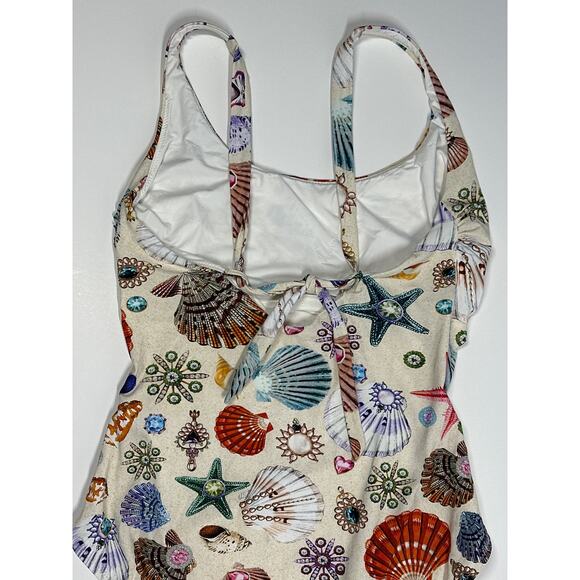 Gottex Round Neck One-Piece Swimsuit Sea Shells Starfish Size 14 23WS137 - Picture 8 of 15